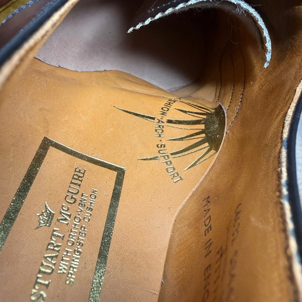 Stuart McGuire Wingtip Oxford Dress Shoes Mens Size 10 3E Wide Black Ortho Vent